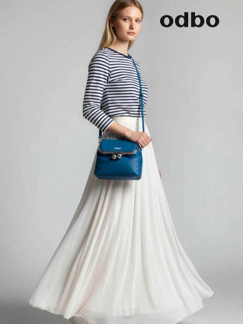 珠釦側背包(5H25601)藍